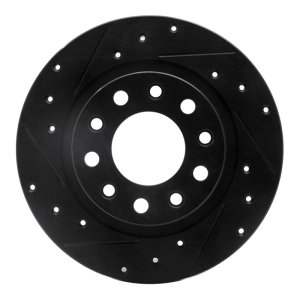 Dodge Viper Brake Rotor (1) - Rear Left - R1 Concepts - Drilled & Slotted - Black - `03-`17